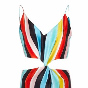 LILA CUTOUT STRIPED STRETCH-SILKMAXI DRESS by Caroline Constas, size XS